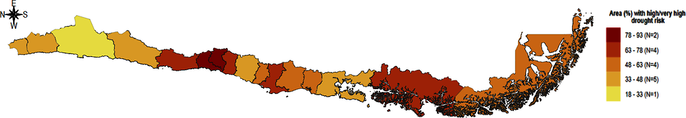 Figure 2.1. Multiple provinces are at high or very high risk of drought