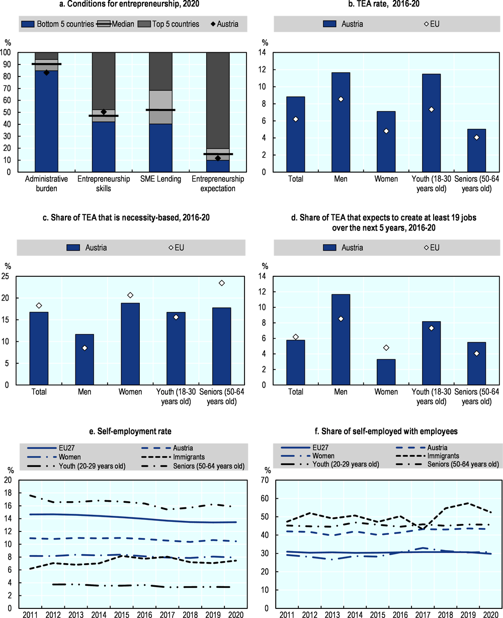 Figure 10.1. Entrepreneurship and self-employment data for Austria