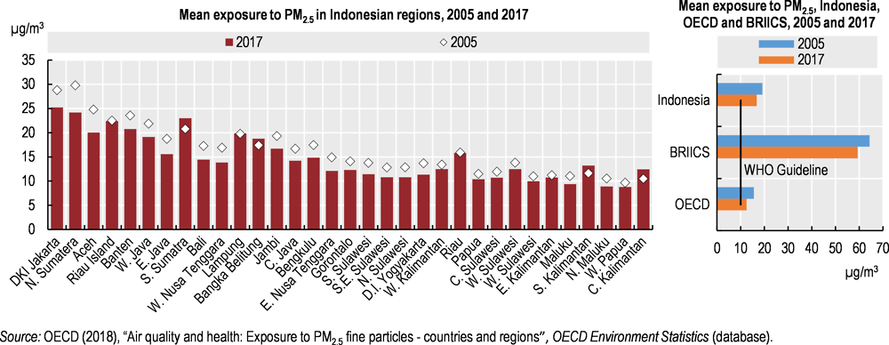Figure 1.11. Exposure to PM2.5 is above international guidelines