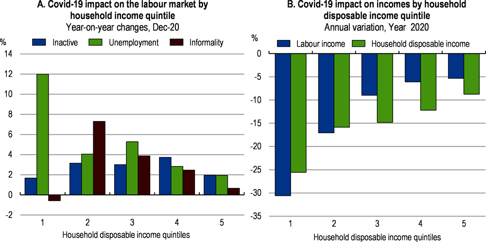 Figure 2.3. Massive job and income losses explain the strong impact of the COVID-19