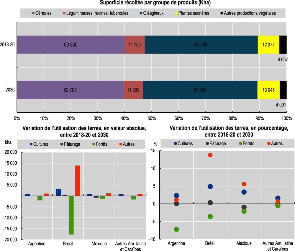 Graphique 2.25. Évolution de la superficie récoltée et de l’utilisation des terres de la région Amérique latine et Caraïbes