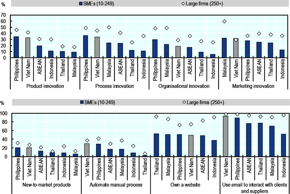 Figure 2.5. Share of innovative firms, Viet Nam and other ASEAN countries, 2015
