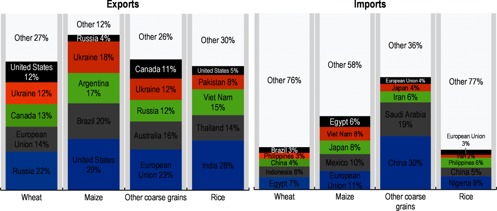 Figure 3.9. Global cereal trade concentration in 2030