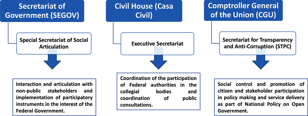 Figure 6.7. Institutional responsibilities for citizen and stakeholder participation at the Federal level in Brazil