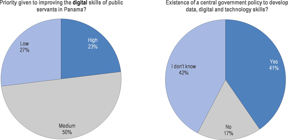 Figure 2.3. Level of priority and acknowledgement of digital skills policy in the Panamanian public sector