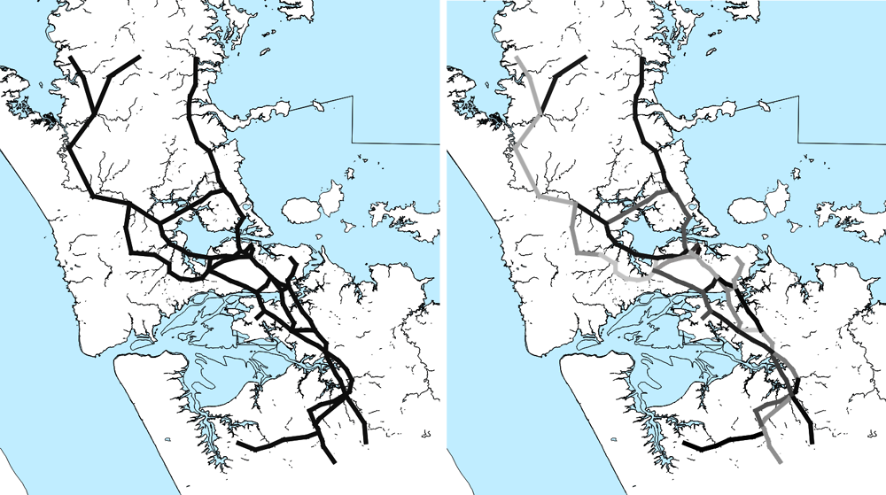 Figure 4.9. The highway network and the highway link groups at which speed is measured