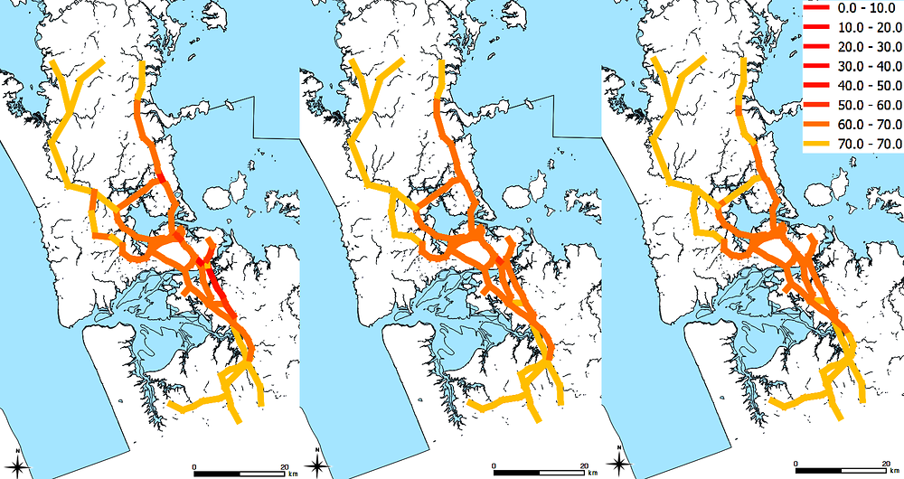Figure 4.15. Speeds of private vehicles on the highway network