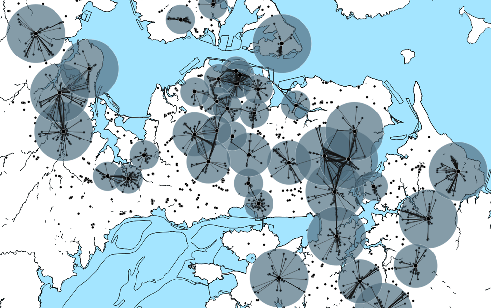 Figure 4.6. Using the travel survey to map shopping hubs.