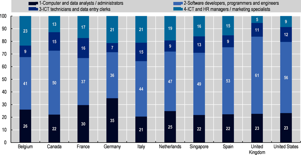 Figure 4.3. Breakdown of selected digital occupations by broad occupational groups