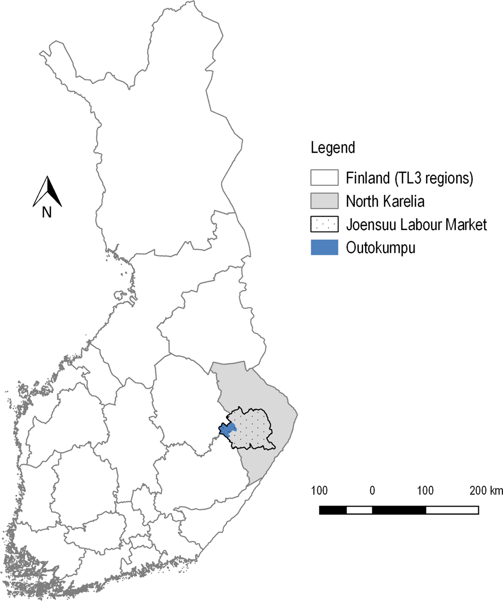 Figure 1.1. North Karelia is the easternmost region in Finland