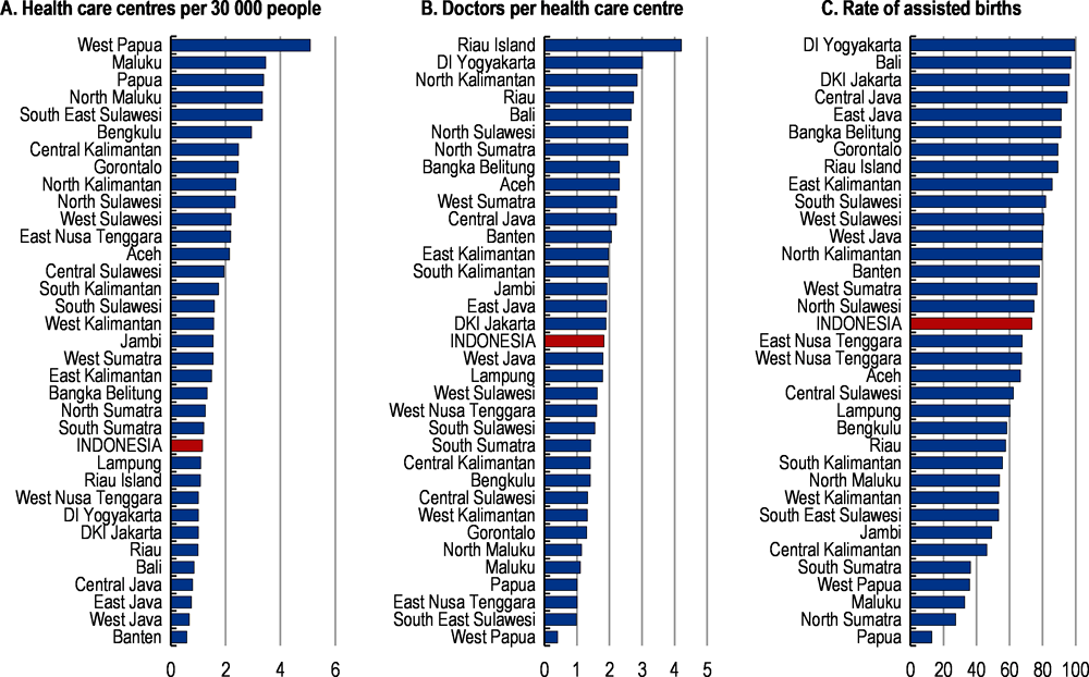 Figure 2.16. Access to health varies substantially across provinces 