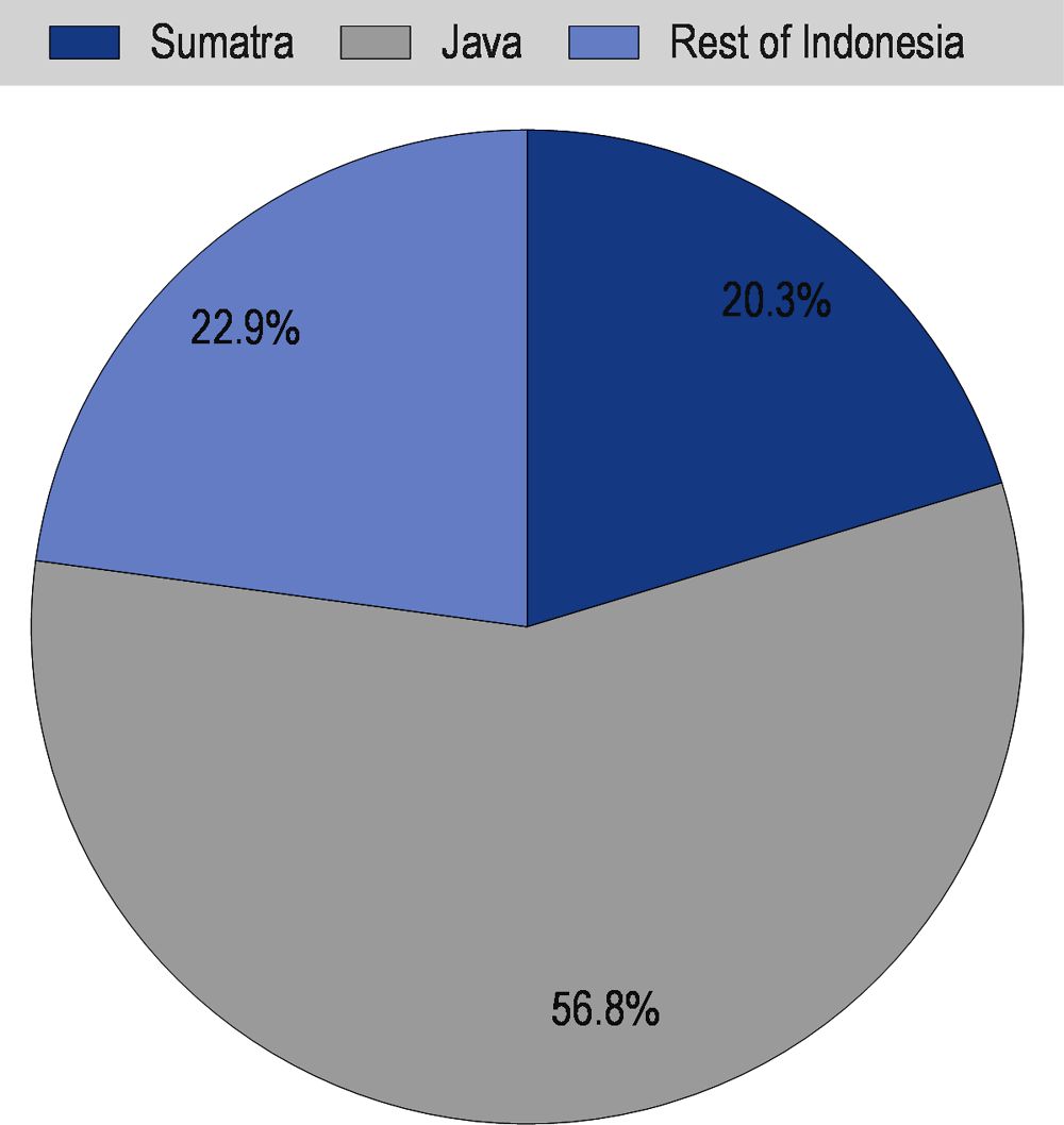 Figure 2.6. The islands of Java and Sumatra are home to more than three quarters of the Indonesian population