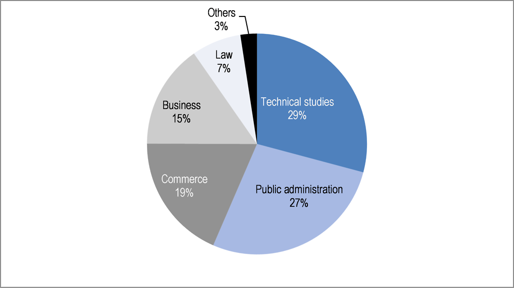 Figure ‎6.3. Educational background of public procurers in Germany: Fields of education