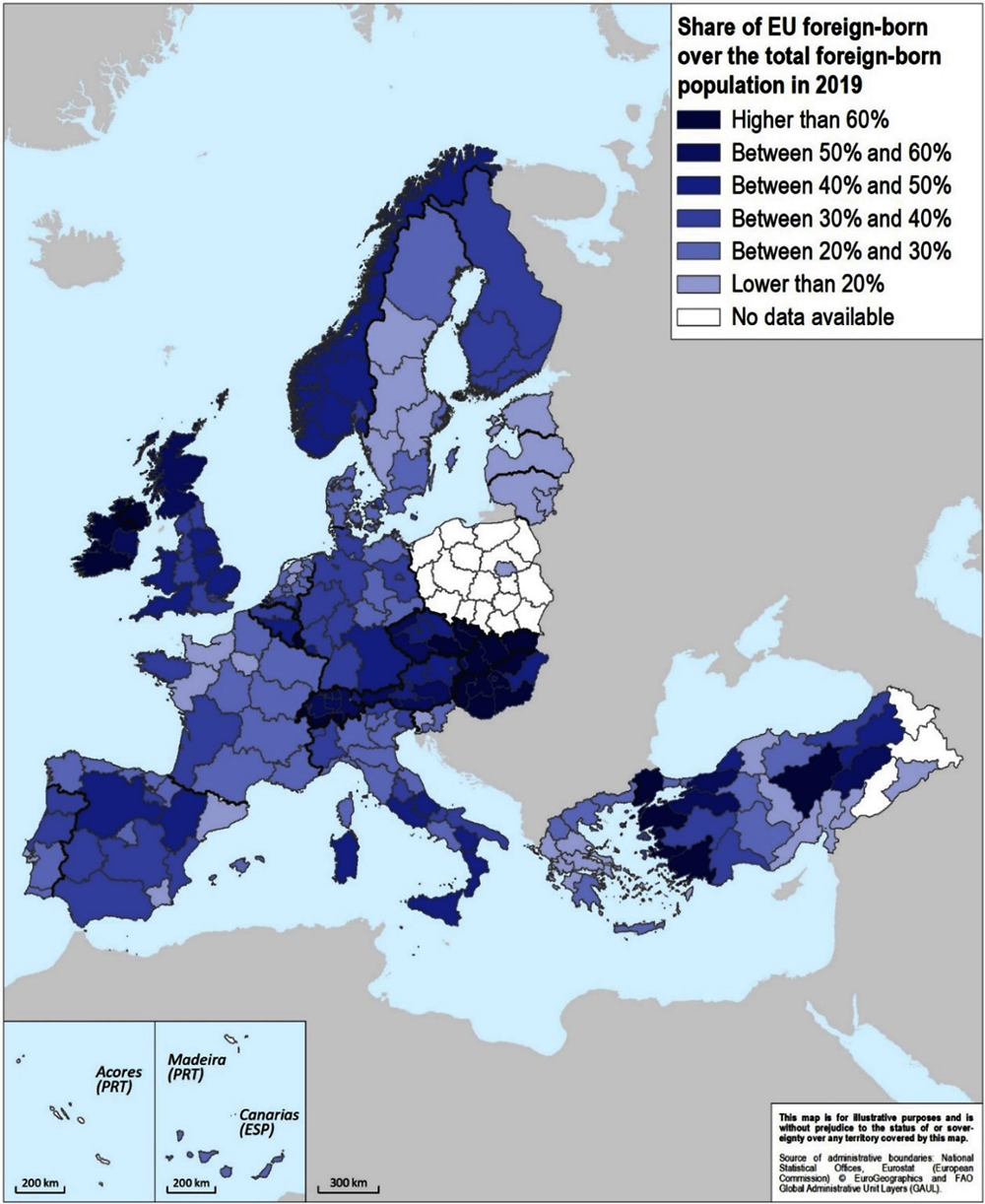 Figure 1.5. EU migrants in European OECD regions, 2019