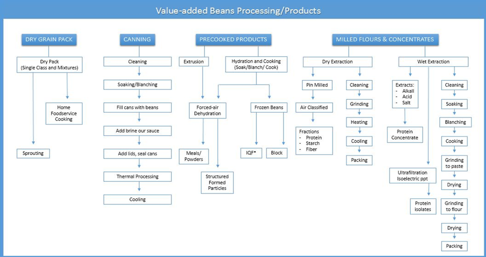 Figure 1.4. Methods of processing for value-added bean products