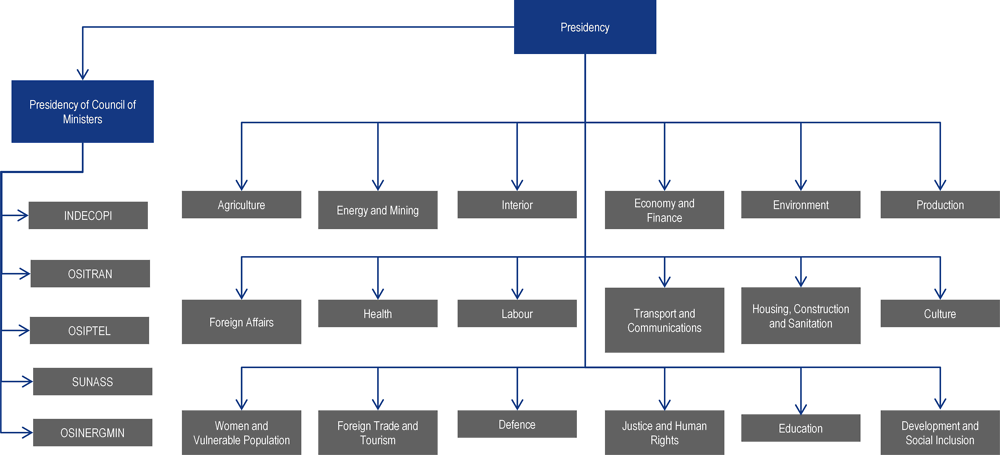 Figure 2.2. Structure of the executive branch of the Peruvian government