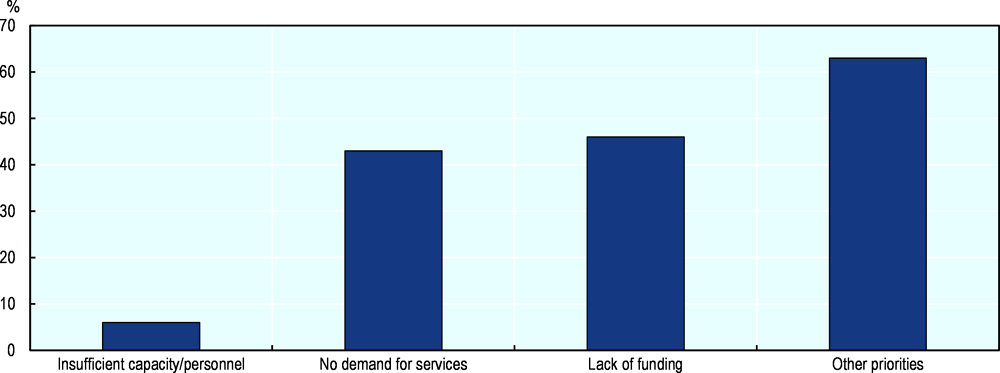Figure 3.6. Most immigrant settlement services do not support entrepreneurship due to other priorities and a lack of funding	
