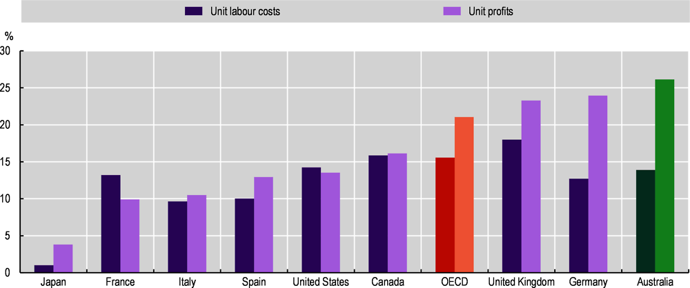 Figure 3. Profits have increased more than labour costs in many countries
