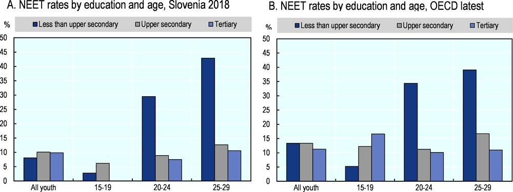 Figure 3.1. One in two older youth in Slovenia who did not complete school are NEETs