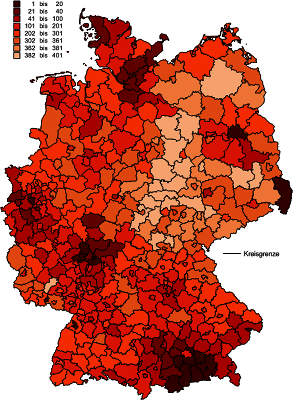 Figure 2.6. Ranking of German districts by enterprise creations per 10 000 inhabitants, 2017