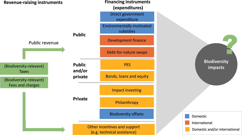 Figure 7.1. An initial conceptual framework for biodiversity finance and other types of incentives and support