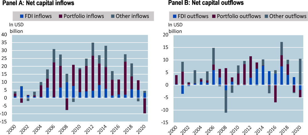 Figure 2.4. FDI and portfolio flows in South Africa 