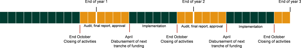 Figure 4. Annual planning shortens implementation timeframes for partners reporting to embassies