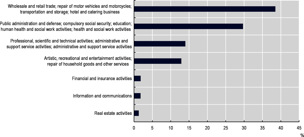 Figure 2.16. Share by type of service over total services in Andalusia, 2019