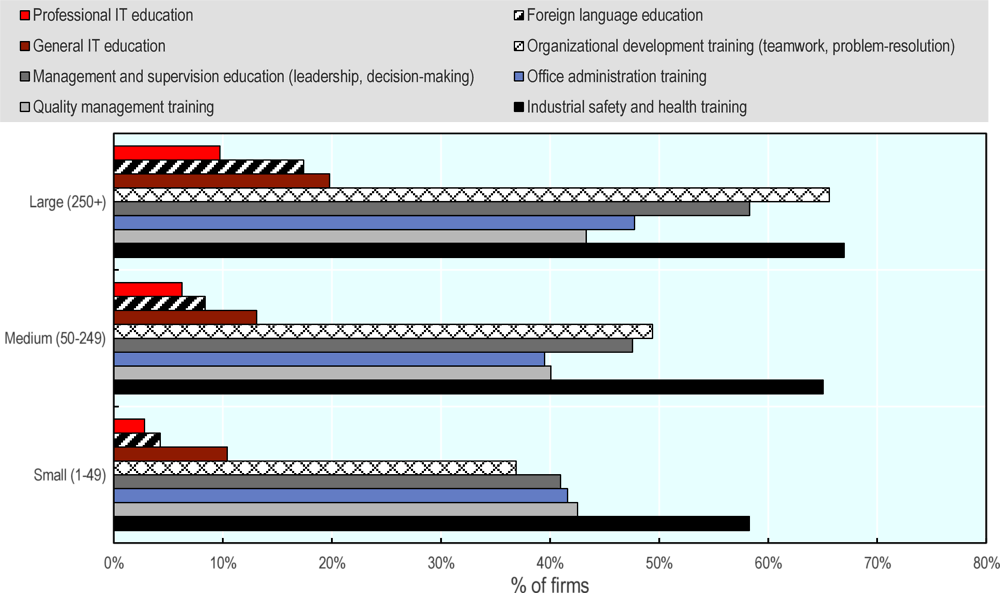 Figure 4.4. Content of training provided by firms, by firm size