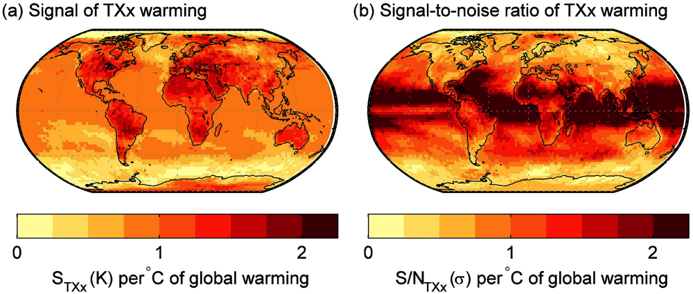 Figure 3.10. The “new normal”: Future extreme heat and changes relative to past experiences
